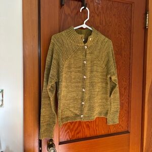 Olive Green Button-Up Women's Sweater